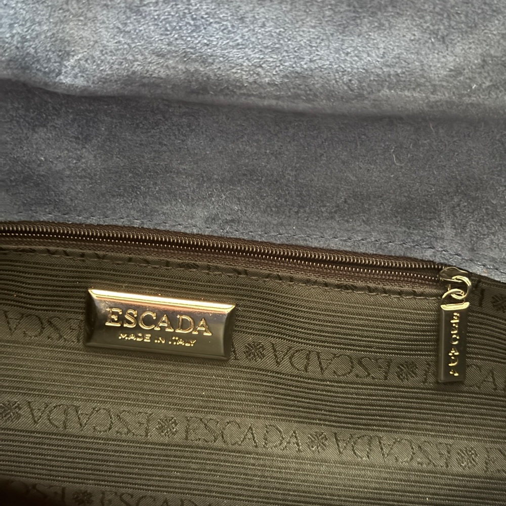 Escada Vintage Navy Suede Shoulder Bag - Picture 9 of 14